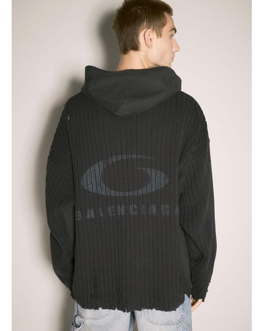 Balenciaga Patched Hooded Sweatshirt in Grey for Men | Lyst UK