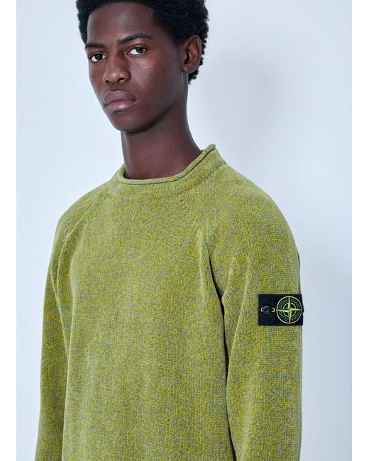 Stone Island Green Knitted Crewneck Sweater for men