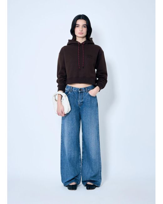 Miu Miu Blue Logo Motif Hooded Sweatshirt
