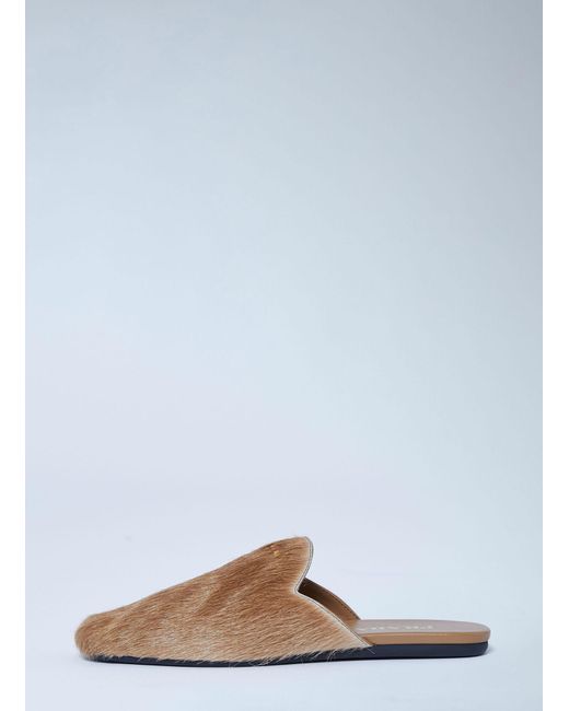 Prada White Leather Pony-Hair Mules