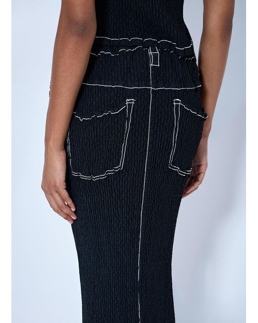 Issey Miyake Blue Wavelet Ensemble Midi Skirt