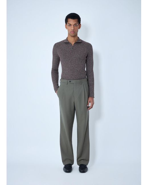 Prada Gray Wide-Leg Wool Pants for men