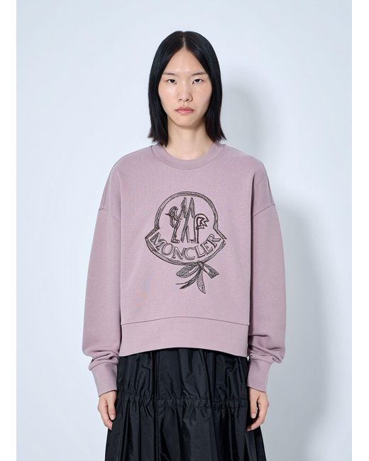 Moncler Purple Logo Embroidered Sweatshirt