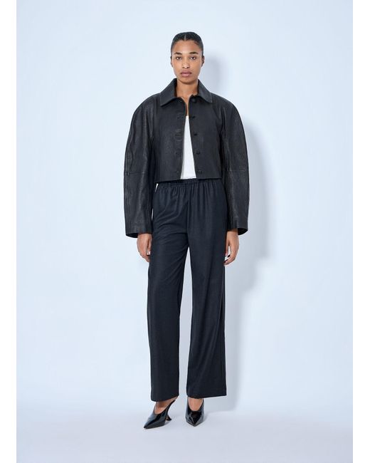 Rohe Blue Rounded Grain Leather Cropped Jacket