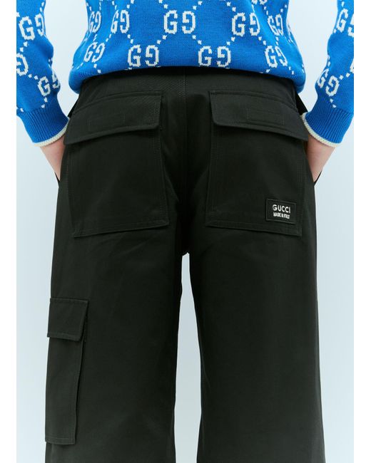 Gucci Black Drill Cargo Pants for men