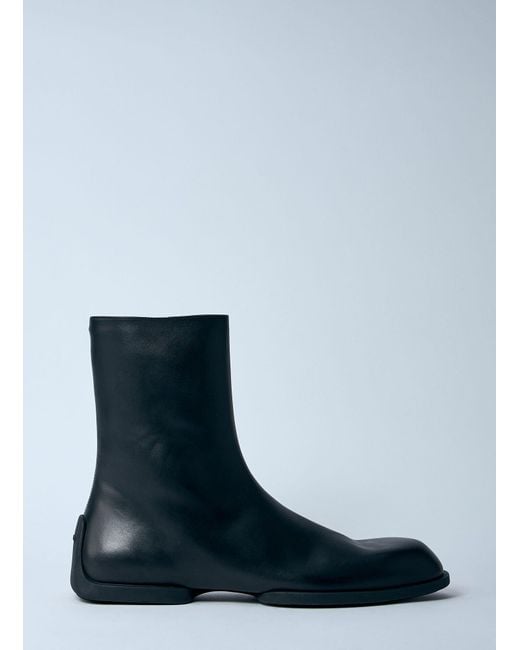 Jil Sander Blue Leather Zip-Up Ankle Boot for men