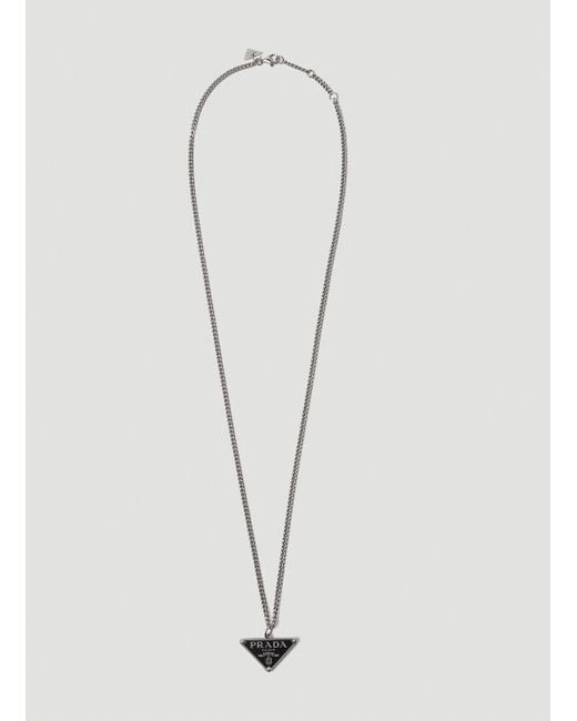 Prada Black Triangle Logo Necklace for men