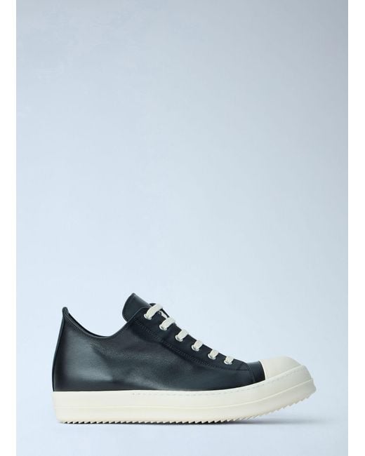 Rick Owens Blue Leather Low-Top Sneakers for men