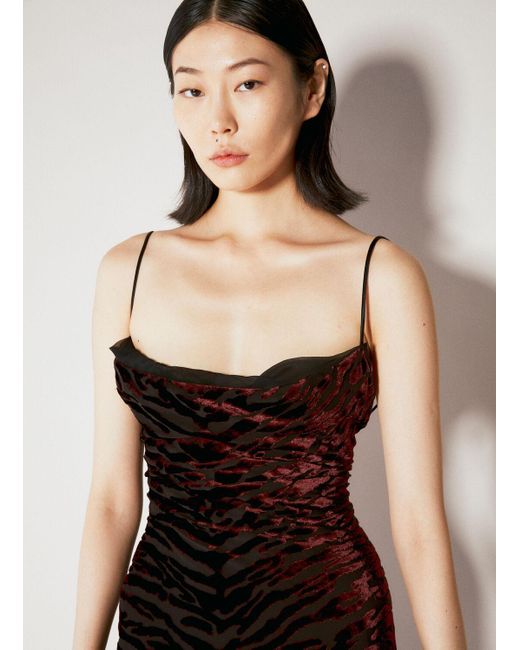 Saint Laurent Red Velvet Devoré Maxi Dress