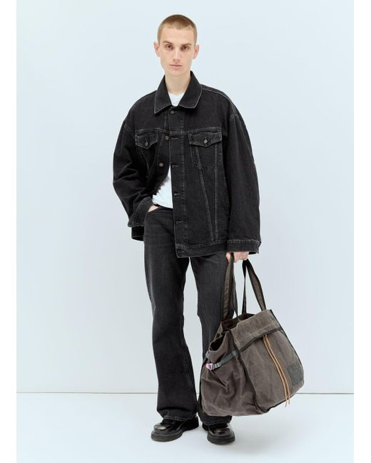 Acne Black Canvas Tote Bag for men