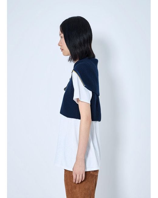 Moncler Blue Zip-Front Knit Vest