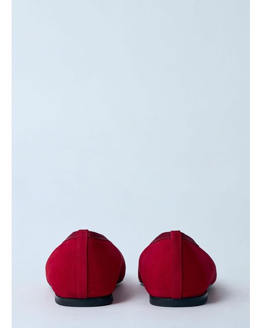 Totême  Red Minimalist Suede Ballerina Flats