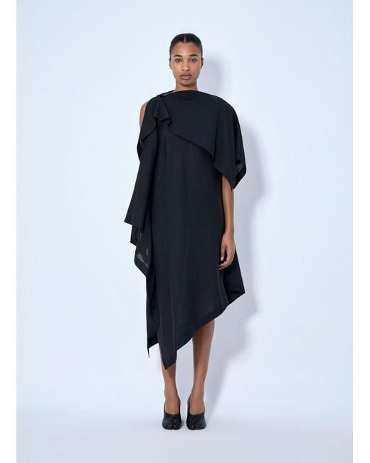 Issey Miyake Blue All Squares Asymmetric Draped Midi Dress