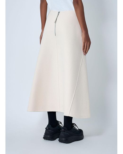 Moncler + Jil Sander White Panelled Wool-Blend Maxi Skirt