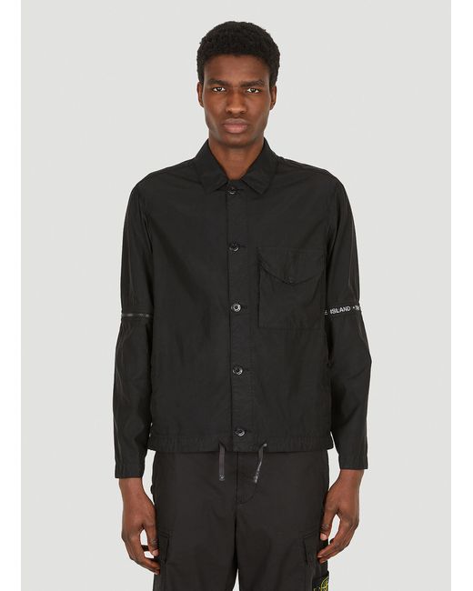 Stone Island Zipped Elbow Overshirt Jacket in Black for Men | Lyst