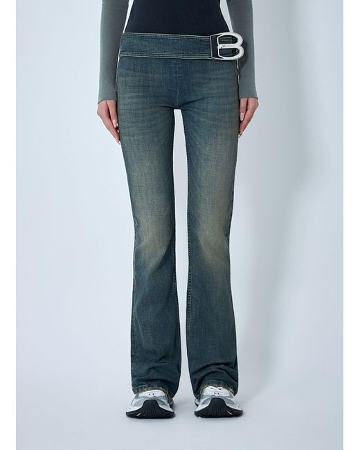 Balenciaga Blue Buckle Bootcut Pants