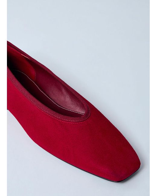 Totême  Red Minimalist Suede Ballerina Flats