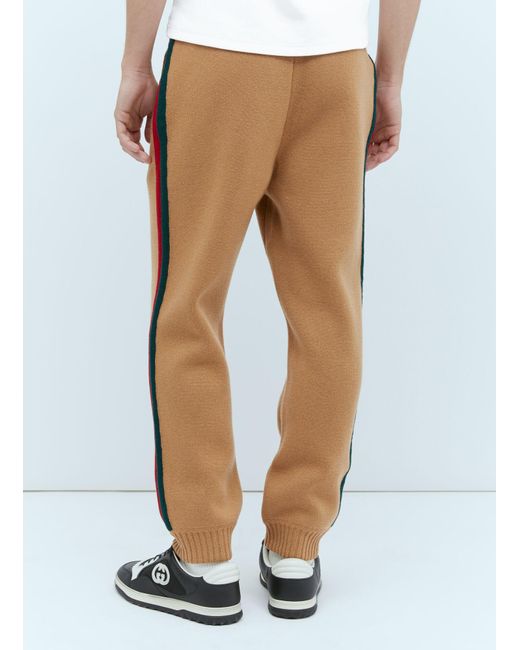 Gucci Natural Web Wool-knit Track Pants for men