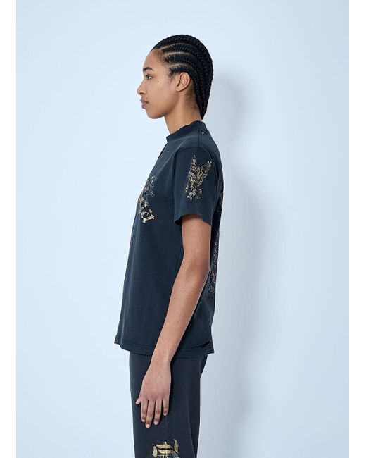 ゴージャスなグラフィック【BALENCIAGA】Tacky Tatoo Tシャツ Balenciaga Women's' Tacky Tattoo Logo Motif T-Shirt in Black