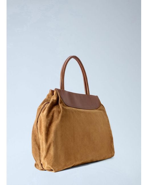 Dries Van Noten Brown Blossom Suede Top Handle Bag