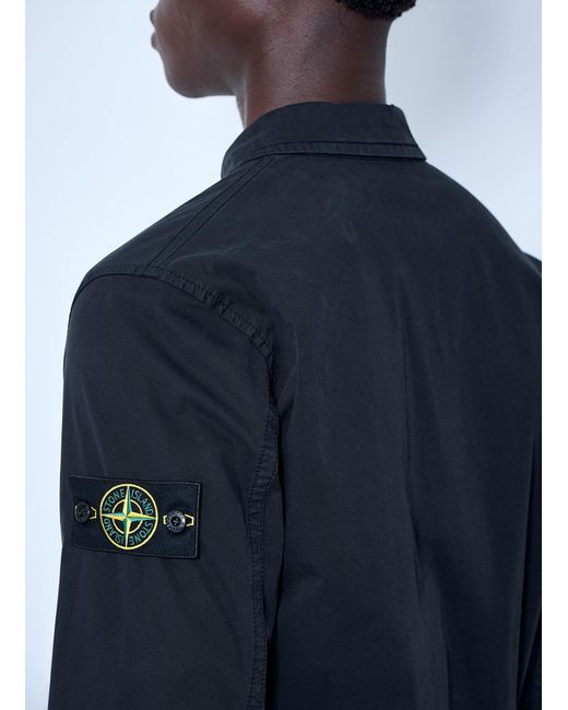 Stone Island Blue Button-Down Cotton Shirt for men