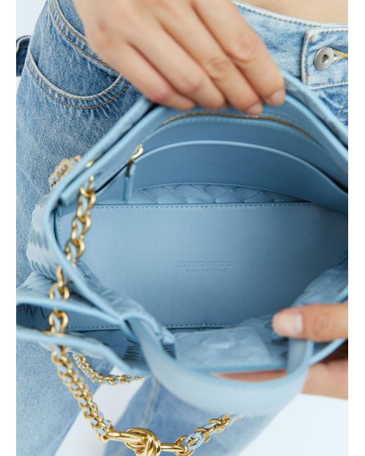 Bottega Veneta Blue Small Chain Andiamo Handbag