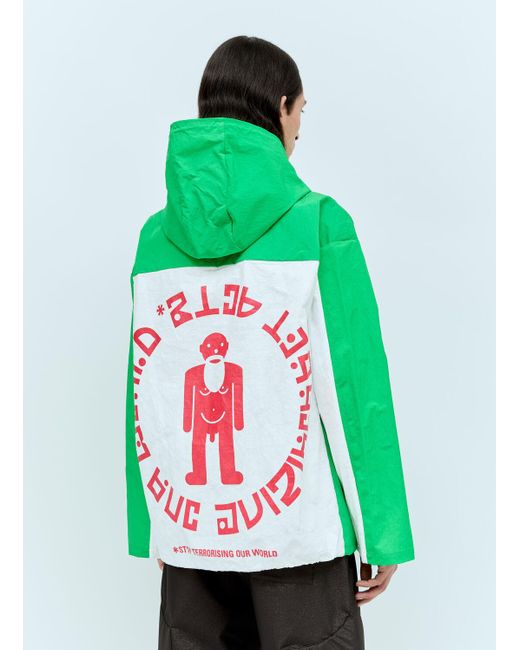 Walter Van Beirendonck Green Stop Hooded Jacket for men