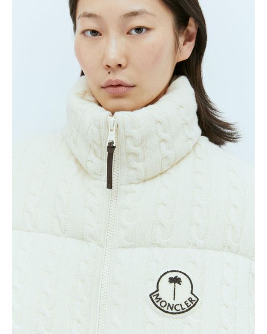 8 MONCLER PALM ANGELS White Dendrite Wool Down Jacket
