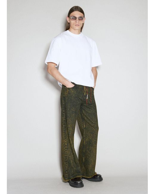 Marni Green Marble-dyed Flared Jeans for men