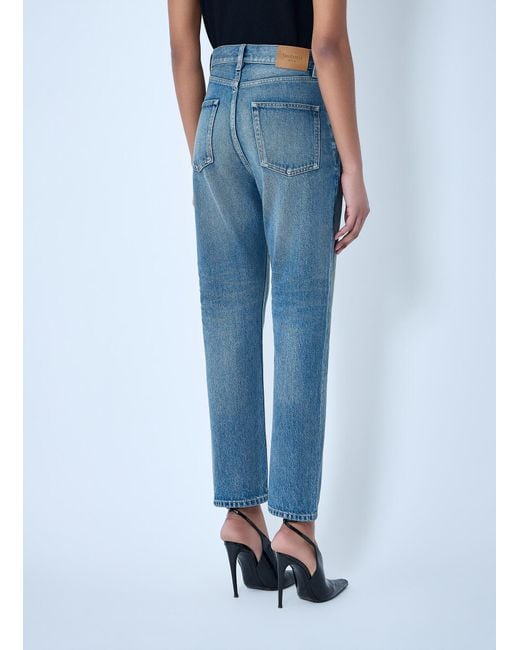Saint Laurent Blue 90S High-Rise Cropped Slim Jeans