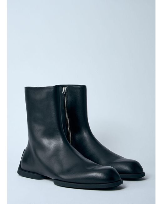 Jil Sander Blue Leather Zip-Up Ankle Boot for men