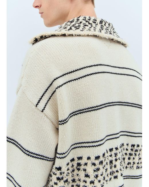 Bottega Veneta Gray Contrast Pattern Knit Sweater for men