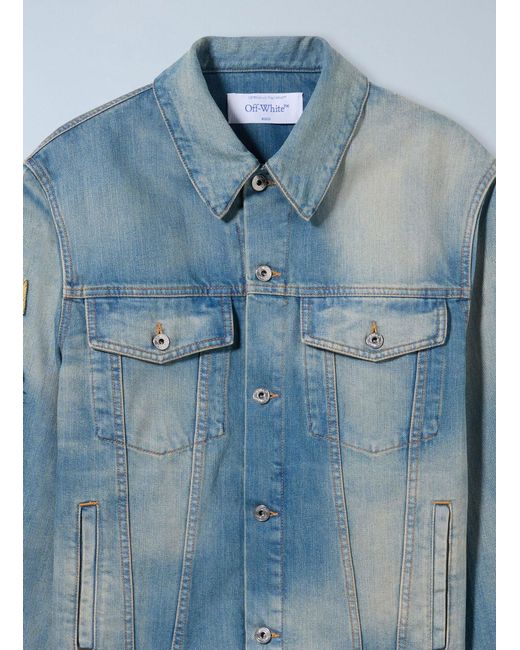 Off-White c/o Virgil Abloh Blue Diagonal Raw Patch 90S Skate Jeans for men