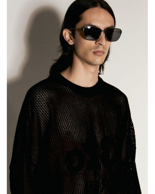032c Black Selfie Lace Knit Sweater for men
