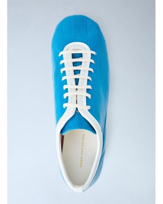 Dries Van Noten Blue Lace-Up Leather Sneakers