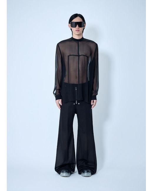 Rick Owens Blue Sheer Panel Shirt for men