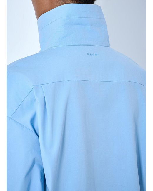 Marni Blue High-collar Buttoned Pullover