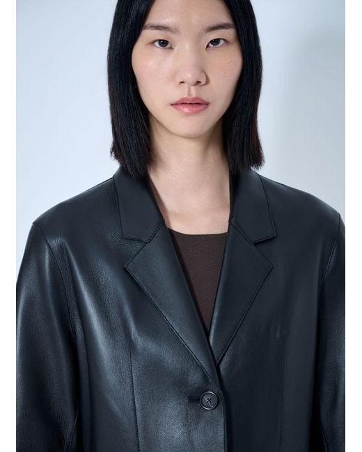 Totême Blue Slim Leather Coat