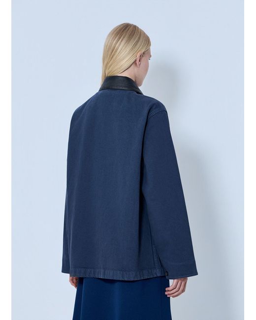 Miu Miu Blue Single-Breasted Garment-Dyed Gabardine Jacket