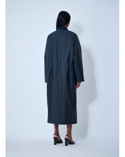Prada Blue Logo Print Long Coat