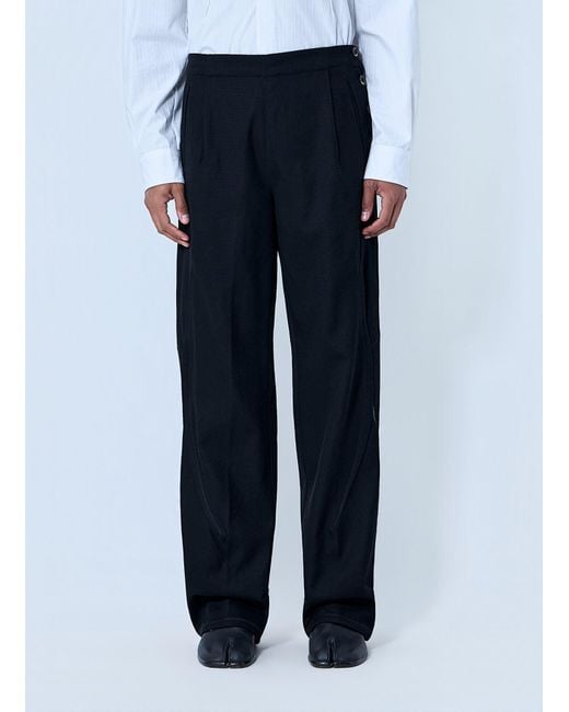 Kiko Kostadinov Blue High-Waisted Pleated Trousers for men