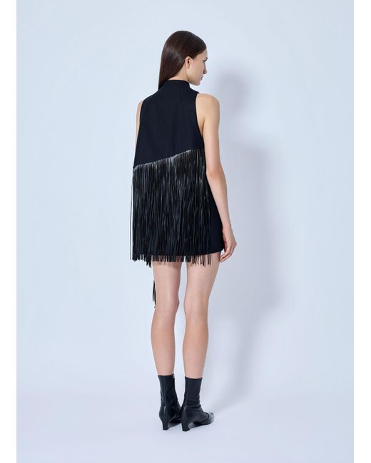 Sportmax Blue Fringe Trim Sleeveless Dress
