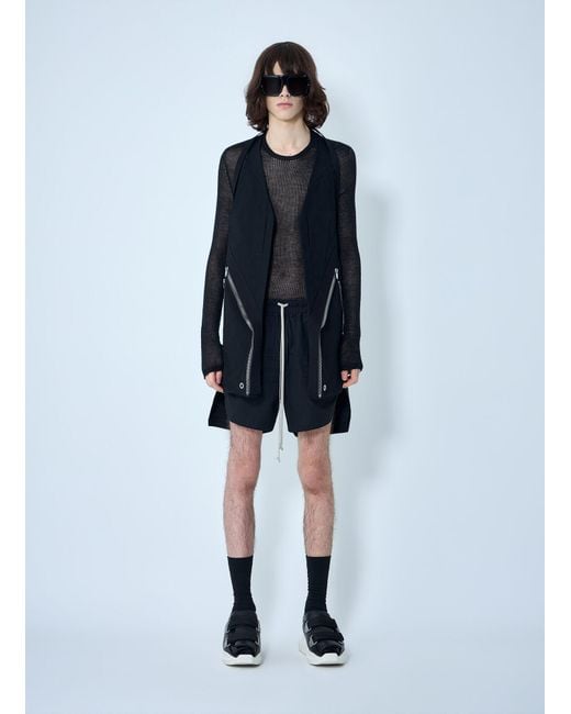 Rick Owens Blue Asymmetric Zip Detail Vest for men