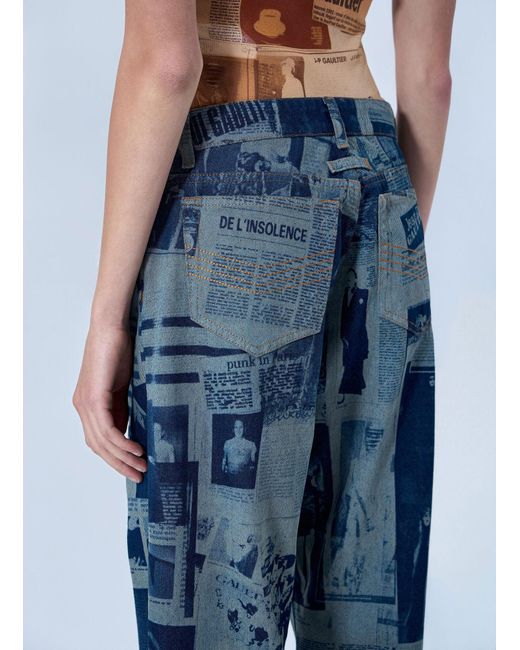 Jean Paul Gaultier Blue Newspaper Print Jeans