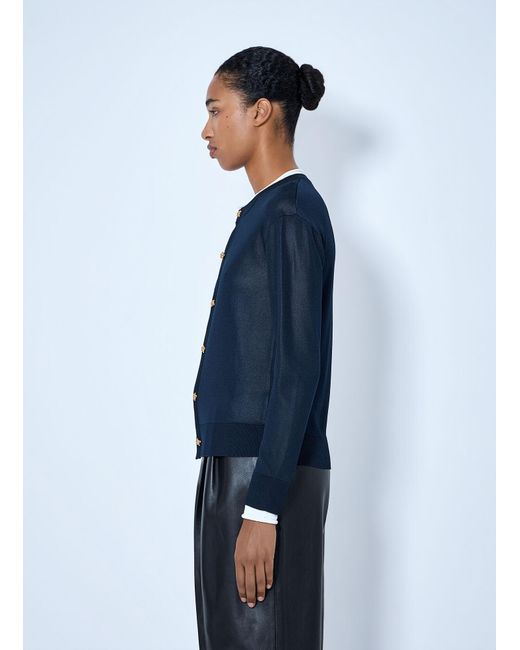 Bottega Veneta Blue Silk Double Knit Cardigan