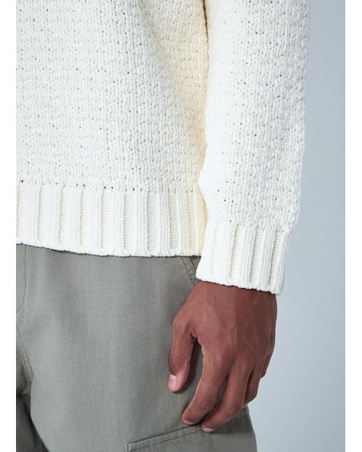 Stone Island White Chenille Cotton Sweater for men