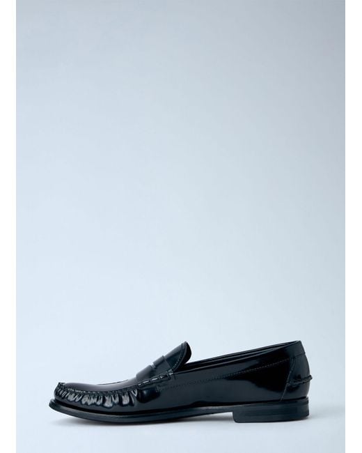 Prada Blue Brushed Leather Loafers for men