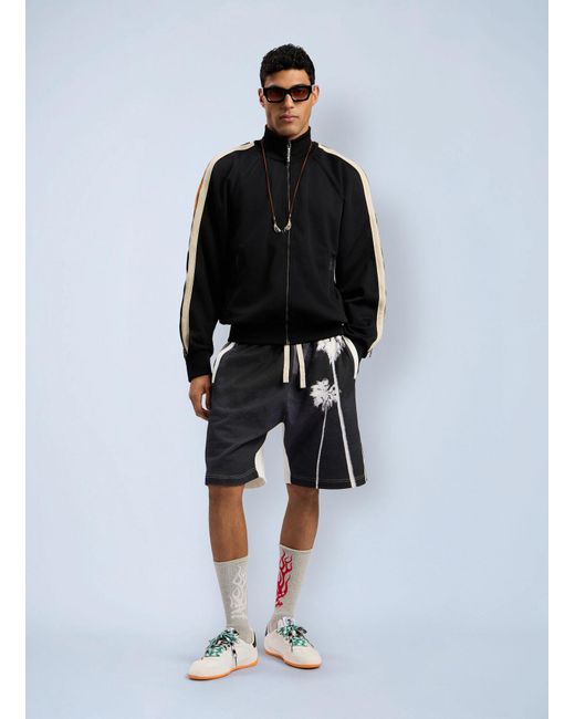Palm Angels Black Performance Zip-Up Track Jacket for men
