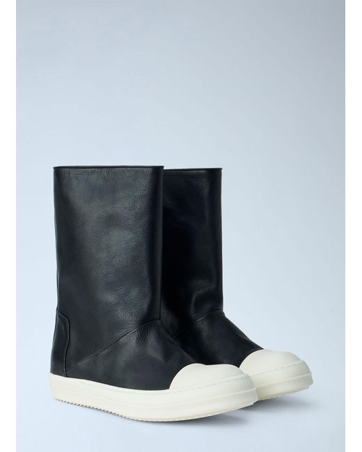 Rick Owens Blue High Leather Boots for men