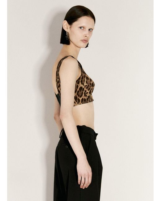 Dolce & Gabbana Natural Leopard Print Bustier Top
